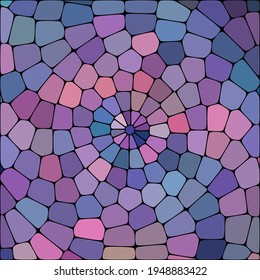 Mandala, elemento decorativo. Ornamento caleidoscópico de mosaico de color púrpura y rosa.