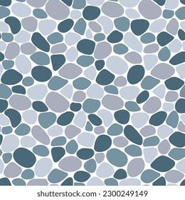 Paving seamless pattern vector illustration. Cute summer repeated background. Pebble, shingle beaches template wallpaper for interior designs, beauty, wrapping paper. Doodle sea stones backdrop.