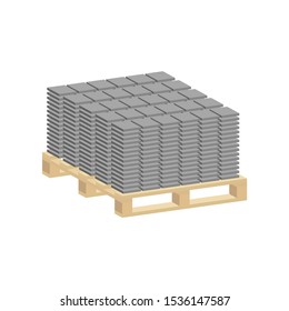 Paving slabs on a Pallet.Isometric and 3D view.