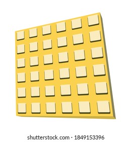 Paving Platten, taktile Fliese für die Blinden einzeln. Vektorgrafik. Gelbe Kachel für Blinde, Inklusivität. Deaktivierte Warnbrücke einzeln auf dem Gelände. Vektorgrafik, Pflasterplatten