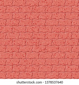 Paving stone. Seamless brick pavement texture background. Red bricks. Vector illustration.
