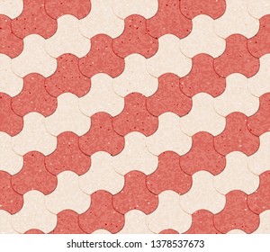 Paving stone. Seamless brick pavement texture background. Red bricks. Vector illustration.