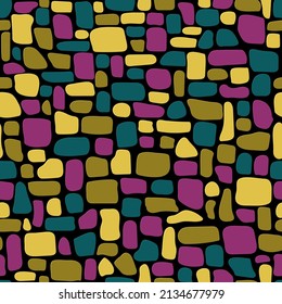 paving stones. color wall. abstract vector shapes. chaotic mosaic tiles. seamless pattern. simple repetitive background. textile design template. fabric swatch. wrapping paper. continuous print