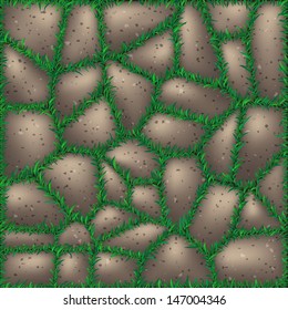 Paving stones with grass. Vector illustration EPS 10.