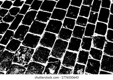 Paving stone old background.Grunge Textur. Grunge, schwarz-weißes Vektorüberlagern. Graugraue Oberfläche.