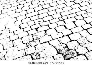 Paving stones old background.Grunge texture. Grunge black and white vector overlay. Grungy grainy surface.