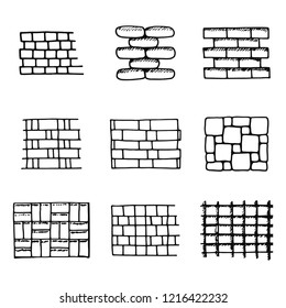 paving tiles icons set. isolated objects silhouettes.