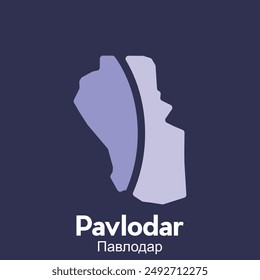 Pavlodar City Map flat icon illustration, Vector map of Kazakhstan with named governance and travel icons template