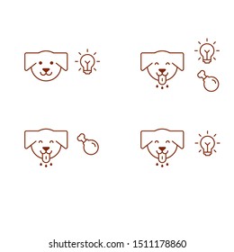 Pavlov's Dog experiment Classical Conditioning vector isolated illustration icons