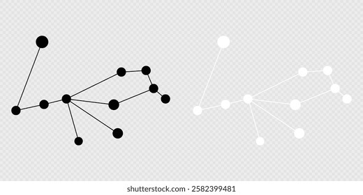 Pavo constellation map set. Vector illustration.