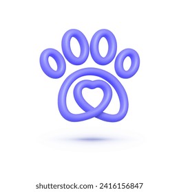 Paw 3d, great design for any purposes. Vector illustration