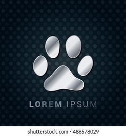 Paw 3D Silver/Platinum/Steel Metallic Premium Icon / Logo Design