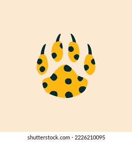 Paw of African leopard hand drawn vector illustration. Isolated safari animal in flat style for logo or icon.