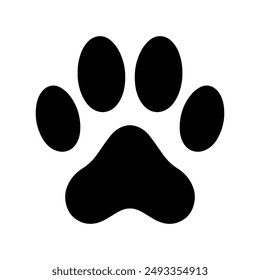 Paw of an animal, canine footprints. Trace of the cat, imprint of a dog track or cat. Vector illustration.