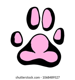 Paw animal vector illustration. Dog, cat, bear symbol flat pictogram. Doodle style. Design, print, logo, decor, textile, paper.