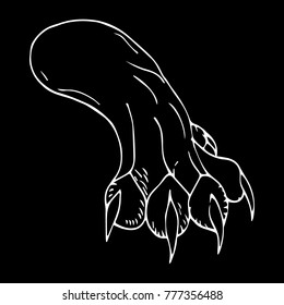Paw animal vector illustration. Doodle style. Design, print, decor, textile, paper