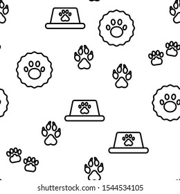 Paw Animal Vector Seamless Pattern Thin Line Illustration