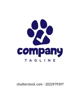 paw animals cat dog pets and checklist logo business