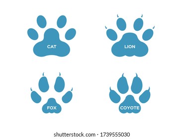 paw and Animals footprints / cat lion fox coyote