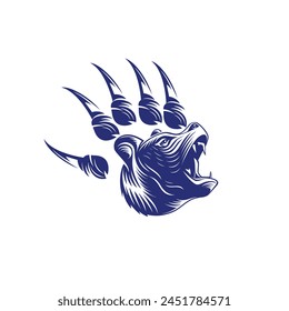 paw bear illustration  design logo vintage