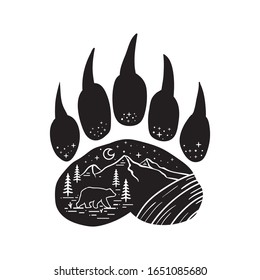 
paw bear line art design