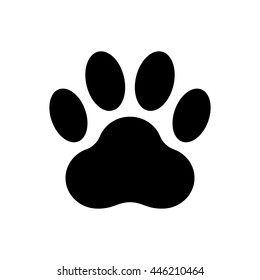 Paw black isolated icon, paw print, vector illustration