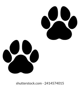paw black silhouettes on white background with copy space