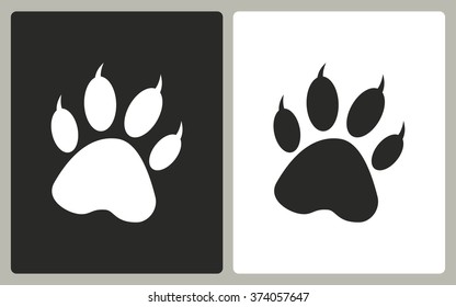 Paw   -  black and white icons. Vector illustration. 