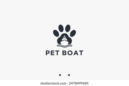 paw with boat logo design vector silhouette illustration