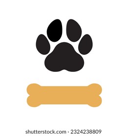 Paw and bone logo on white background