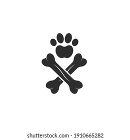 icono del vector de hueso de la pata de la plantilla de diseño de ilustración de mascota