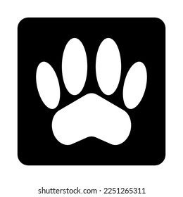 Paw box icon. Animal symbol. Vector.