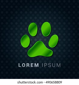 Paw Bright Green chromium precious metallic 3D Icon / Logo Design