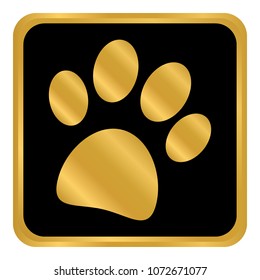 Paw button on white background. Vector illustration.