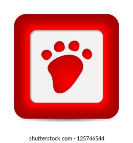 Paw button on white background. Vector illustration