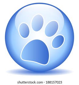 Paw button on white background - vector illustration.