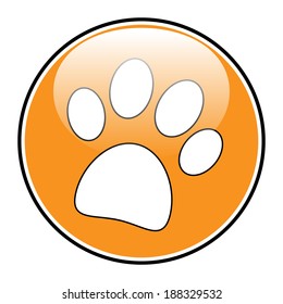 Paw button on white background - vector illustration.