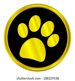 Paw button on white background - vector illustration.