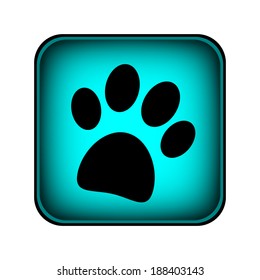 Paw button on white background - vector illustration.
