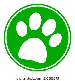 Paw button on white background. Vector illustration.