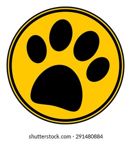 Paw button on white background. Vector illustration.
