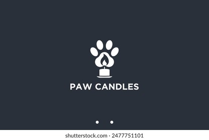 paw with candle logo design vector silhouette illustration