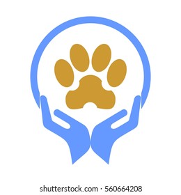 Paw care logo vector