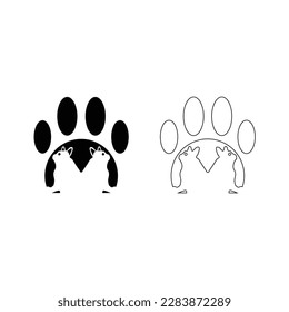 Paw cat animal vector line art deign 