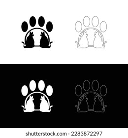 Paw cat animal vector line art deign 