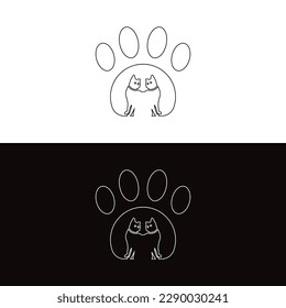 Paw cat animal vector  logo . line art design