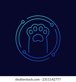 paw of cat or dog icon, linear design