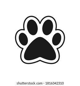 Paw of cat or dog icon vector. color editable