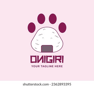 Logo De Paw Cat Onigiri Adecuado Para El Restaurante Japonés Y El Logo De Sushi Restaurant