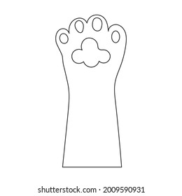 Paw cat vector outline icon. Vector illustration foot on white background. Isolated outline illustration icon of paw cat.